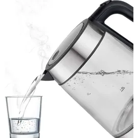 ANSIO Wasserkocher Liter mit LED-Beleuchtung Sockel, Abschaltautomatik, Schnellkochfunktion Wasserstandsanzeige beleuchtet BPA Frei (Klar Glas, 1.7 2200W Edelstahl BPA-Frei