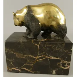 demotex gmbh Casa Padrino Bronze Skulptur Panda Bär Gold / Schwarz 13 x 7 x H. 15 cm - Bronzefigur - Dekofigur - Schreibtisch Deko Accessoires