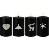 Marrakesch 4er Set Kerzenstecker Silber 6x6cm | Candle Pins Stecker für Adventskranz, Stumpenkerzen & Kerzenhalter als Stern Deko Muster -ABCD- | Weihnachtsdeko Adventsdeko Kerzenpin Pin zum Stecken