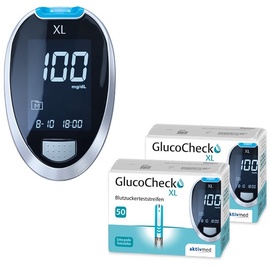 GlucoCheck XL Set [mg/dl] mit 110 Teststreifen zur Kontrolle des Blutzuckers