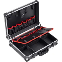 Meister Craft Meister Werkzeugkoffer leer - 460 x 320 x 140 mm - Individuelle Fachaufteilung - 15 Werkzeugtaschen - Mit Gummibändern - 15 kg Tragkraft - Stabiler Alu-Koffer / Werkzeugkiste / Organizer / 9095070