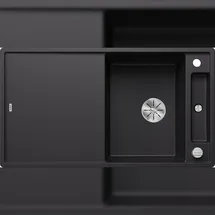 Blanco Axia III 5 S rechts Einbauspüle silgranit schwarz Drehknopfventil 915 x 510 mm
