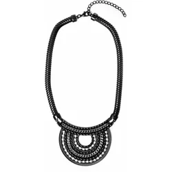 Kette mit Anhänger "Mariello", Damen, Gr. one size, Metall, schwarz, COLLEZIONE ALESSANDRO, elegant, Halsketten, halbrunder Anhänger mit Glassteinen