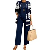 Lawawa Damen Hosenanzug Damen Hosenanzug 3 Teiliges Set Freizeitanzug Hosenanzüge Sets Outfits Vintage Lange Hose Abendanzug Outfit - 4XL
