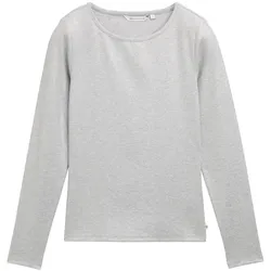 TOM TAILOR DENIM Damen Langarmshirt mit Glitzer-Effekt, grau, Uni, Gr. XXL