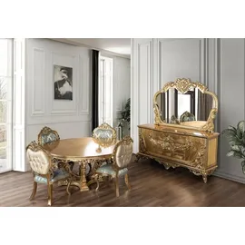 Casa Padrino Luxus Barock Esstisch Gold - Runder Barockstil Esszimmer Tisch - Runder Barockstil Küchen Tisch - Luxus Esszimmer Möbel im Barocksti...