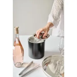 Edzard Eiseimer Pearl, Höhe 16 cm, inkl. Deckel und Eiszange, außen matt schwarz, Edelstahl