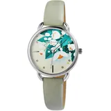 Excellanc Damen-Uhr Kunstleder Blume Floral Analog Quarz 1900280 Grün