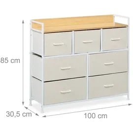 Relaxdays Kommode 85 x 100 x 30,5 cm Beige/Weiß