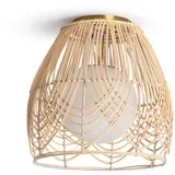efectoLED - LED-Deckenleuchte Rattan und Glas Bagrat Natürlich
