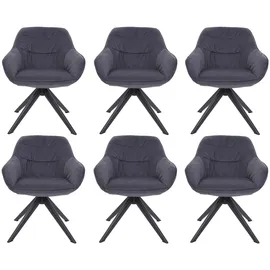Mendler 6er-Set Esszimmerstuhl HWC-K28, Küchenstuhl Polsterstuhl Stuhl mit Armlehne, drehbar, Metall ~ Stoff/Textil grau