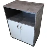 Hti-Living HTI-Living, Regal, Küchenschrank Beton mit weissen Türen Blanca (60 x 80 x 40 cm)