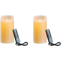 2X LED-Kerzen, Flackernde Flammenlose Kerzen, Wiederaufladbare Kerze, Echtwachskerzen mit Fernbedienung A, 10 cm