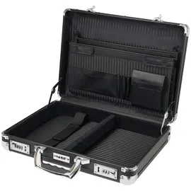 HMF Alu Aktenkoffer Herren mit Zahlenschloss, 45 x 33 x 11 cm Schwarz
