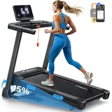 Merach Elektrisches Laufband, Klappbares Laufband für Zuhause bis 12 km/h, Herzfrequenzmessung, Belastbarkeit bis 136kg