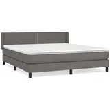 vidaXL Boxspringbett mit Matratze Grau 180x200 cm Kunstleder