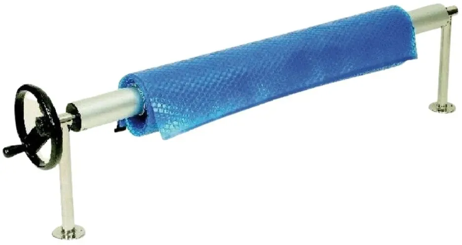 Chemoform Teleskop-Aufwickelvorrichtung für Pool-Abdeckung,5,4 - 7,1 Meter Teleskoprohr + Gestell Festinstallation 32 cm Höhe