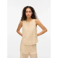 Vero Moda Spitzentop VERO MODA "VMMAYA TANK TOP JRS VO", Damen, Gr. S, beige (birch), Jersey, Obermaterial: 95% Polyester, 5% Elasthan, unifarben, regular fit normal, Rundhals, Tops Spitzentop, Materialmix, regular fit