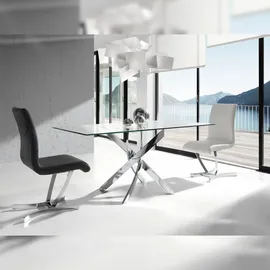 ac angel cerda Angel Cerdá Esstisch Rechteckig gehärtetes Glas aus verchromter Stahl 1061-150x95