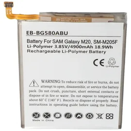 AccuCell Akku passend für Samsung Galaxy M20, SM-M205F, Li-Polymer, 3,85V, 4900mAh, 18,9Wh, built-in, ohne Werkzeug