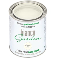 Bianco Shabby Extra Beständige Kreidefarbe für den Außenbereich - 1 Liter "BIANCO ANTICO" Farbe auch für Holz und Möbel - Chalk Paint Outdoor Wandfarbe für Haus und Garten