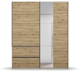 RAUCH Schwebetürenschrank Sevilla mit Spiegel, Griffleisten graumetallic, 2-türig inkl. 2 Kleiderstangen, 2 Einlegeböden BxHxT 175x210x59 cm