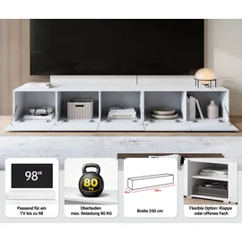 OTTO home Denver TV-Schrank 250 cm Schwarz/Braun Holzwerkstoff