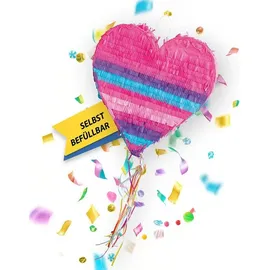 Party Factory Herz Piñata 36 x 7,5 x 37 cm pink/blau