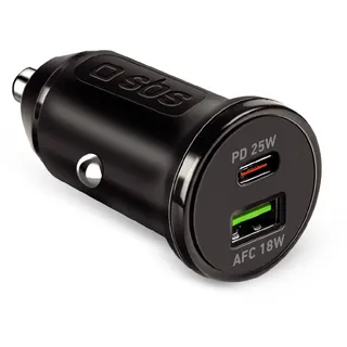 SBS 25 Watt Autoladegerät, Ladegerät für iPhone, Samsung, Xiaomi, Oppo Handys, USB-C Ladegerät für Handys und Tablets, USB-A 18 Watt Schnellladeausgang
