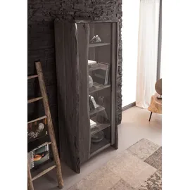 Massivmoebel24 Vitrine Akazie 81x45x204 grau lackiert PURE ACACIA #406