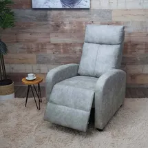 Mendler Fernsehsessel HWC-F76, Relaxsessel Sessel Liegesessel, Liegefunktion verstellbar Stoff/Textil vintage hellgrau