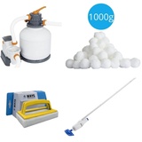 Bestway - Poolsauger AquaReach & Sandfilterpumpe 5678 L/u & Filterkugeln 1000 g & WAYS Scheuerbürste