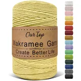 OurTop Premium Makramee Garn Hellgelb, 3mm x 300m Macrame Cord Makramee Schnur Makramee Kordel, Garn für DIY Handwerk, Weben Dekoration, Hängepflanze Pflanze Aufhänger