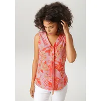 Aniston CASUAL Blusentop mit farbharmonischen Blumen und Blättern bedruckt Braun/Orange/Rosa/Rot 44