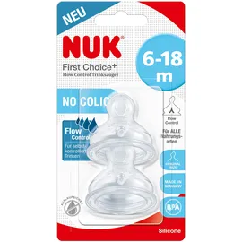 NUK First Choice+ Flow Control Trinksauger für Babyflaschen | 6-18 Monate
