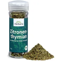 Herbaria Zitronenthymian bio 10g Streuer – Bio Zitronenthymian getrocknet und gerebelt – Bio-Kräuter - Bio-Gewürz – mediterrane Kräuter - Premium Bio-Qualität - im praktischen Glas-Gewürzstreuer