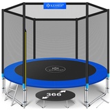 Trampoline Komplettset 366 cm inkl. Sicherheitsnetz, Leiter und Randabdeckung blau