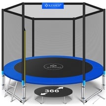 KESSER Trampoline Komplettset 366 cm inkl. Sicherheitsnetz, Leiter und Randabdeckung blau