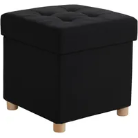 Relaxdays Hocker mit Stauraum Polyester 38 x 38 x 38 cm Schwarz