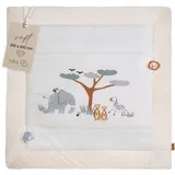 roba Krabbeldecke Savanna Friends 100 x 100 cm - Weich gepolsterte Spielmatte für Babys ab Geburt - Spieldecke aus Baumwolle - Tier-Design - Beige