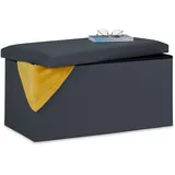 Relaxdays Sitzbank, Stauraum, Kunstleder, faltbar, gepolstert, Flur, Schlafzimmer, HBT 37,5 x 76,5 x 38,5 cm, dunkelgrau