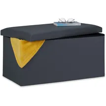 Relaxdays Sitzbank, Stauraum, Kunstleder, faltbar, gepolstert, Flur, Schlafzimmer, HBT 37,5 x 76,5 x 38,5 cm, dunkelgrau