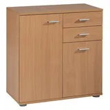 calitan furniture Kommode SOLO, Buche Dekor - B 71 cm - 2 Türen 2 Schubladen - 1 Einlegeboden