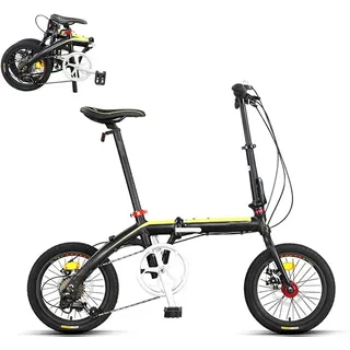 TYXTYX 16 Zoll Alu Klapp Fahrrad Faltrad Folding Bike 7 Gang,leichtes Mini-Klapprad,Klappfahrrad,Quick-Fold-System mit Doppelscheibenbremse, Outdoor-Radfahren