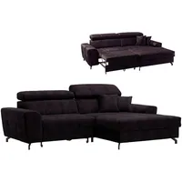 Roller Ecksofa - aubergine - Samt - mit Liegefunktion - Recamiere rechts