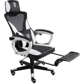 Trisens Gaming Stuhl im modernen Racing-Design mit einklappbarer Fußstütze - Gaming Chair mit flexiblen Armlehnen - ergonomischer Gaming Schreibtischstuhl mit extra Stützkissen