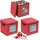 Relaxdays Weihnachtskugel Aufbewahrungsbox, 3er Set, HxBxT: 33 x 33 x 33 cm, Vlies, Pappe, Weihnachtskugelkiste, rot