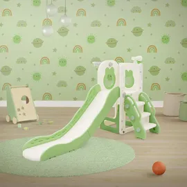 joyz Rutsche 3 in 1 Kinder Spielturm Weiß-Grün Kunststoff