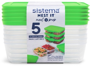 Sistema Lunchbox Meal Prep, 5-teilig, Praktische Frischhaltedose ermöglicht eine unkomplizierte Trennung von Speisen., 1 Set = 5 x 870 ml - Dosen, 2 Fächer