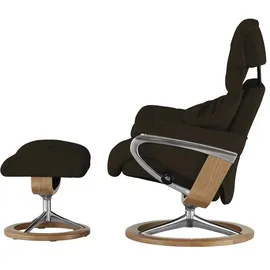 Stressless Relaxsessel Reno Leder 83 x 110 x 76 cm Braun mit Hocker